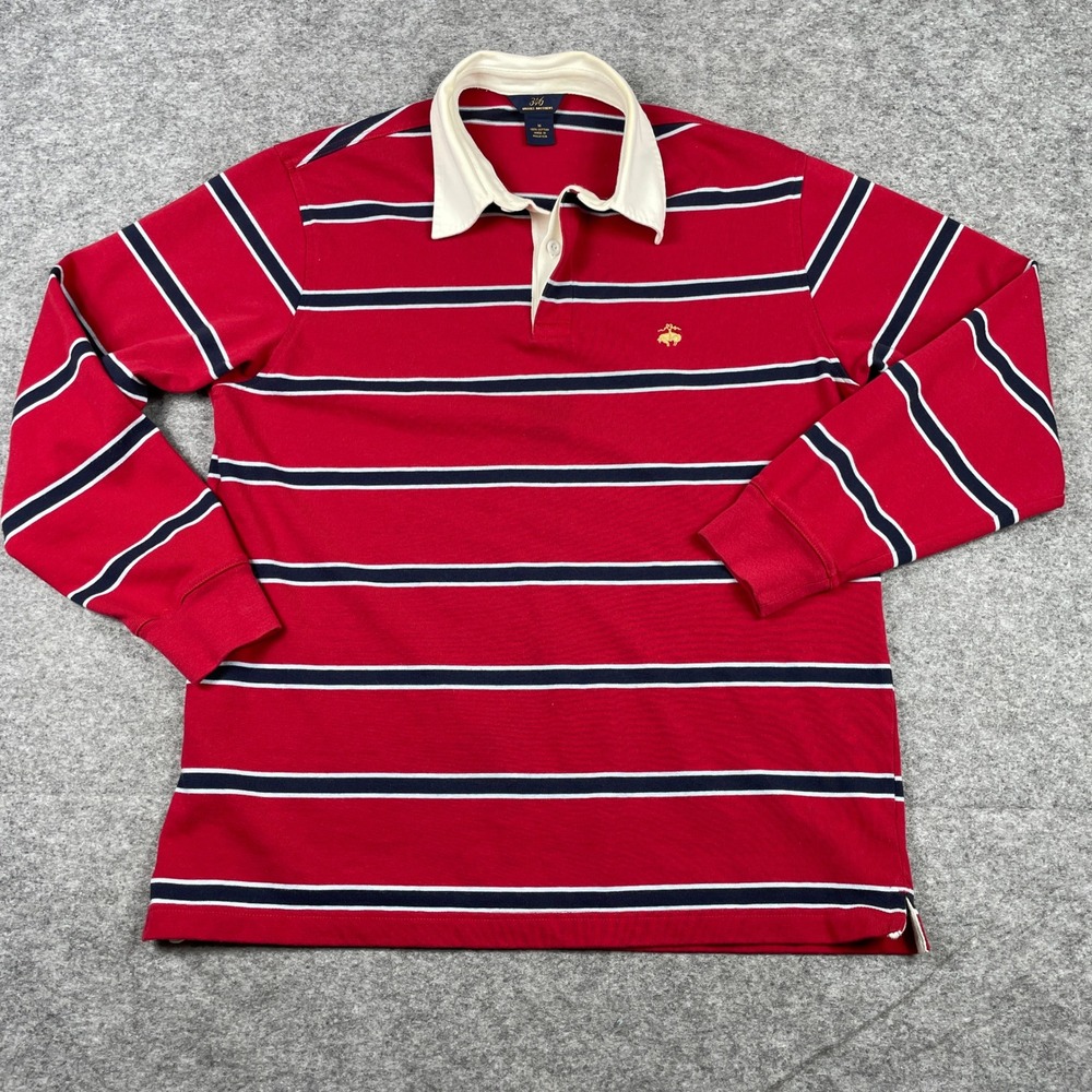 Brooks Brothers Rugby Shirt Mens M Red Striped Long Sleeve Cotton 346 Polo